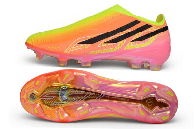 Adidas F50 Hyperfast Elite Laceless FG Firm Ground Soccer Cleats - Orange/Solar Yellow/Lucid Pink