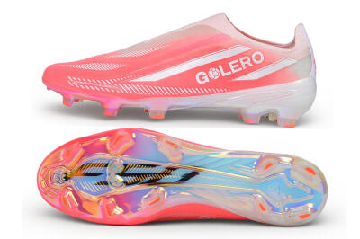 Adidas F50 Hyperfast Elite Laceless FG Firm Ground Soccer Cleats - Pink/Sunset Pink/Iridescent White