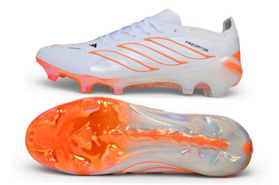 Adidas Predator 26 Elite FG Firm Ground Soccer Cleats - White/Cloud White/Solar Red