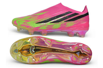 Adidas F50 Hyperfast Elite Laceless FG Firm Ground Soccer Cleats - Pink/Lucid Pink/Solar Green