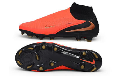 Nike Phantom 6 Elite High FG Firm Ground Soccer Cleats - Orange/Bright Crimson/Metallic Bronze