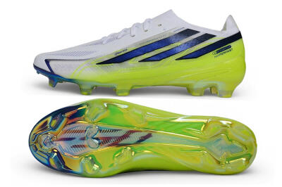 Adidas F50 Hyperfast Elite Laceless FG Firm Ground Soccer Cleats - White/Cloud White/Solar Yellow