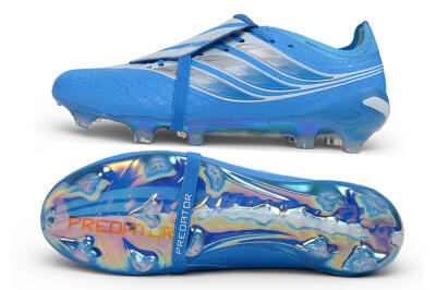 Adidas Predator 26 Elite Fold-Over Tongue FG Firm Ground Soccer Cleats - Blue/Lucid Blue/Silver Metallic