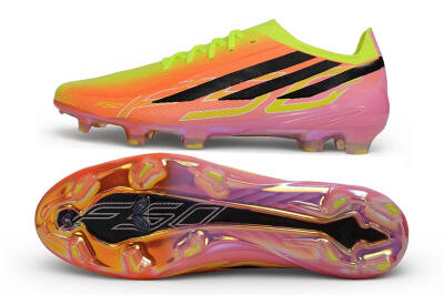 Adidas F50 Hyperfast Elite Laceless FG Firm Ground Soccer Cleats - Orange/Solar Yellow/Lucid Pink