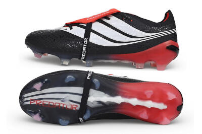 Adidas Predator 26 Elite Fold-Over Tongue FG Firm Ground Soccer Cleats - Black/Core Black/Solar Red