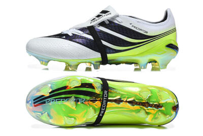 Adidas Predator 26 Elite Fold-Over Tongue FG Firm Ground Soccer Cleats - White/Solar Yellow/Core Black