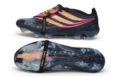 Adidas Predator 26 Elite Fold-Over Tongue FG Firm Ground Soccer Cleats - Black/Black/Electric Pink/Neon Yellow