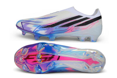 Adidas F50 Hyperfast Elite Laceless FG Firm Ground Soccer Cleats - White/Core Black/Lucid Pink