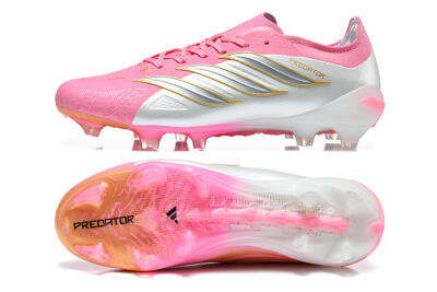 Adidas Predator 26 Elite FG Firm Ground Soccer Cleats - Pink/Berry Pink/Metallic Silver