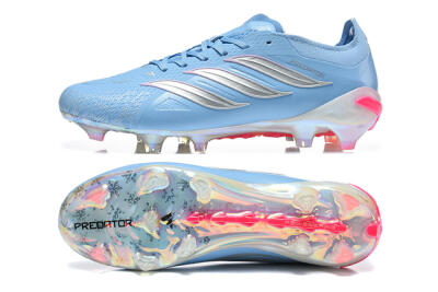 Adidas Predator 26 Elite FG Firm Ground Soccer Cleats - Blue/Ice Blue/Metallic Silver