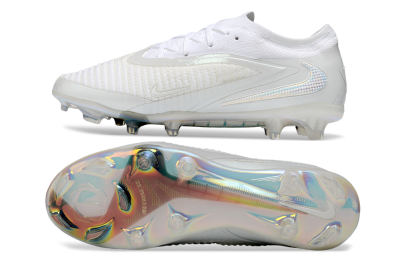 Nike Phantom 6 Elite Low FG Firm Ground Soccer Cleats - White/Pearlescent White/Iridescent Silver
