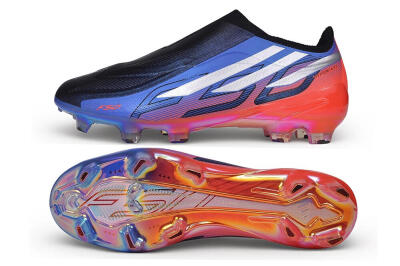 Adidas F50 Hyperfast Elite Laceless FG Firm Ground Soccer Cleats - Black/Lucid Blue/Solar Red