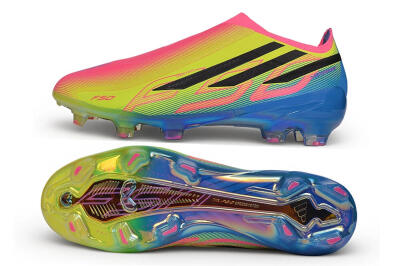 Adidas F50 Hyperfast Elite Laceless FG Firm Ground Soccer Cleats - Multicolor/Lucid Pink/Lucid Blue