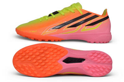 Adidas F50 Hyperfast Elite Laceless TF Artificial Turf Soccer Shoes - Orange/Solar Yellow/Lucid Pink