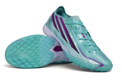 Adidas F50 Pro Laceless TF Artificial Turf Soccer Shoes - Turquoise/Mint Green/Electric Purple