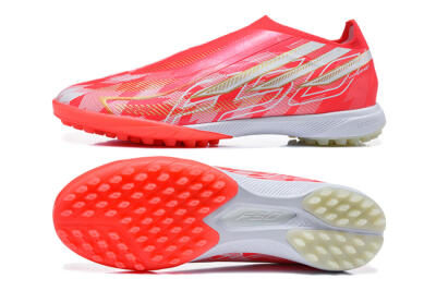 Adidas F50 Pro Laceless TF Artificial Turf Soccer Shoes - Red/Solar Red/White