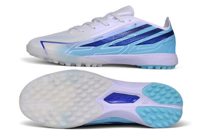 Adidas F50 Pro TF Artificial Turf Soccer Shoes - White/Lucid Blue/Aurora Black