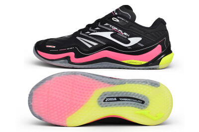 Joma Top Flex IC Indoor & Futsal Soccer Shoes - Black/Neon Pink/Volt Yellow