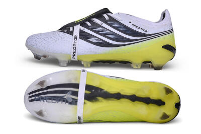 Adidas Predator 27 Elite Fold-Over Tongue FG Firm Ground Soccer Cleats - White/Core Black/Solar Yellow