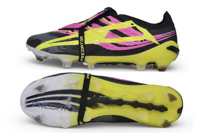 Adidas Predator 27 Elite Fold-Over Tongue FG Firm Ground Soccer Cleats - Black/Lucid Pink/Solar Yellow