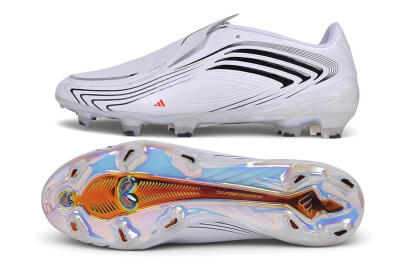 Messi x Adidas F50 Elite Laceless FG Firm Ground Soccer Cleats - White/Cloud White/Core Black
