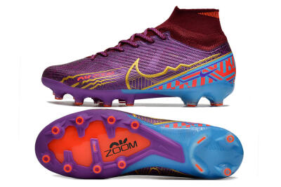 Nike Air Zoom Mercurial Superfly 9 Elite AG Artificial Grass Soccer Cleats - Red/Gold/Blue