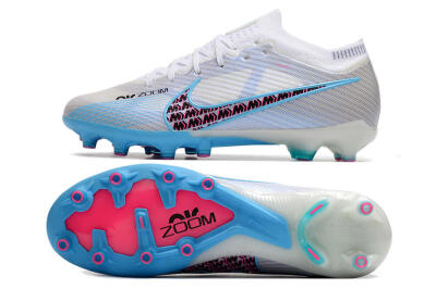 Nike Air Zoom Mercurial Vapor 15 Elite AG Artificial Grass Soccer Cleats - White/Blue/Pink
