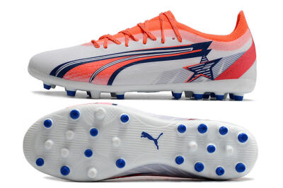 Puma Ultra Ultimate MG Multi Ground Soccer Cleats - White/Blue/Orange