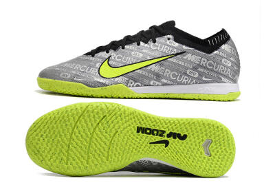 Nike Air Zoom Mercurial Vapor 15 Elite IC Indoor & Futsal Soccer Shoes - Silver/Green/Black