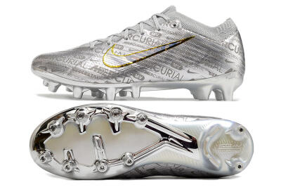 Nike Air Zoom Mercurial Vapor 15 Elite AG Artificial Grass Soccer Cleats - Silver/Gold