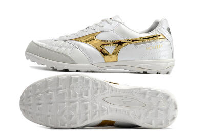 Mizuno Morelia Sala Japn TF Artificial Turf Soccer Shoes - White/Gold