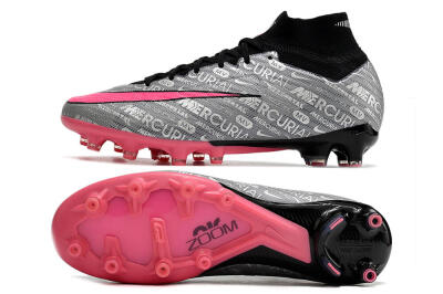 Nike Air Zoom Mercurial Superfly 9 Elite AG Artificial Grass Soccer Cleats - Silver/Black/Pink