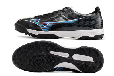 Mizuno Morelia Alpha Japan TF Artificial Turf Soccer Shoes - Black/White/Blue