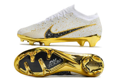 Nike Air Zoom Mercurial Vapor 15 Elite FG Firm Ground Soccer Cleats - White/Gold/Black