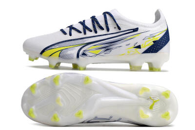 Puma Ultra Ultimate FG Firm Ground Soccer Cleats - White/Blue/Green