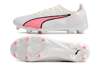 Puma Ultra Ultimate FG Firm Ground Soccer Cleats - White/Pink/Black