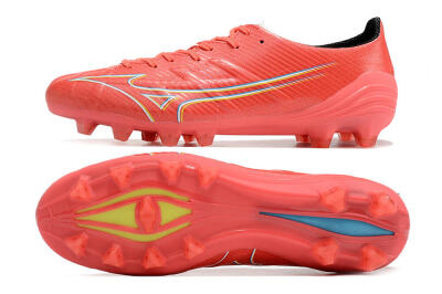 Mizuno Alpha Made in Japan FG Firm Ground Soccer Cleats - Red/Yelllow/Blue