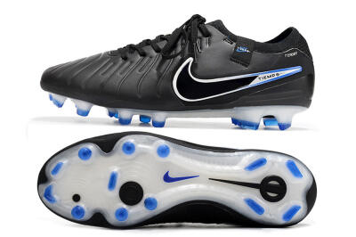 Nike Tiempo Legend 10 Elite FG Firm Ground Soccer Cleats - Black/Blue/Sliver