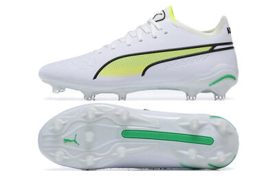 Puma King Ultimate Icon MG Multi Ground Soccer Cleats - White/Yellow/Black