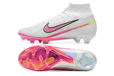 Nike Air Zoom Mercurial Superfly 9 Elite FG Firm Ground Soccer Cleats - White/Pink/Black/Yellow