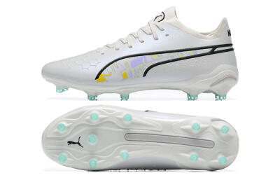 Puma King Ultimate Icon FG Multi Ground Soccer Cleats - White/Black/Green