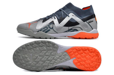 Puma Future X Powercat Tokyo Match TF Artificial Turf Soccer Shoes - Grey/Silver/Orange