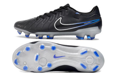 Nike Tiempo Legend 10 Academy FG Firm Ground Soccer Cleats - Black/White/Blue