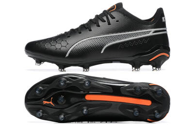 Puma King Ultimate Icon MG Multi Ground Soccer Cleats - Black/Silver/Orange
