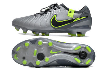 Nike Tiempo Legend 10 Elite FG Firm Ground Soccer Cleats - Silver/Grey/Yellow