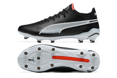 Puma King Ultimate Icon MG Multi Ground Soccer Cleats - Black/White/Red