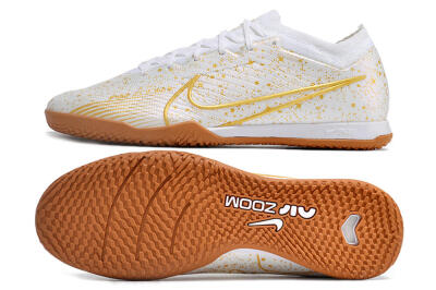 Nike Air Zoom Mercurial Vapor 15 Elite IC Indoor & Futsal Soccer Shoes - White/Gold/Brown