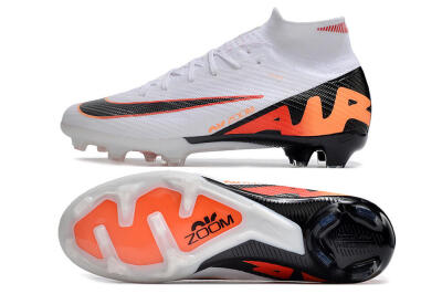 Nike Air Zoom Mercurial Superfly 9 Elite FG Firm Ground Soccer Cleats - White/Orange/Black
