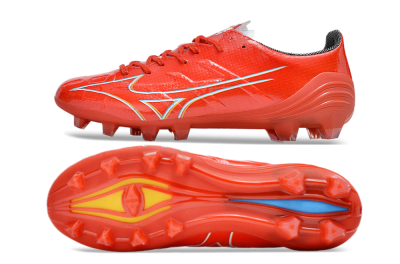 Mizuno Morelia Alpha Made in Japan FG Firm Ground Soccer Cleats - Red/White/Blue/Yellow