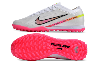 Nike Air Zoom Mercurial Vapor 15 Elite TF Artificial Turf Soccer Shoes - White/Pink/Black/Yellow